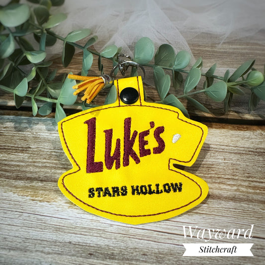 Lukes Coffee Embroidered Leatherette Keyring