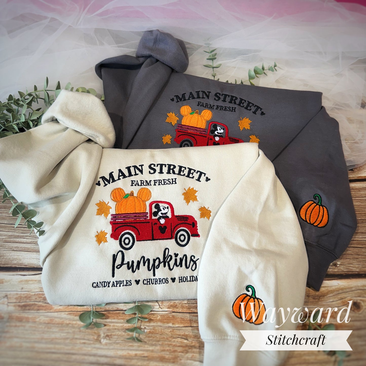 Main Street Pumpkins Embroidered Sweatshirt