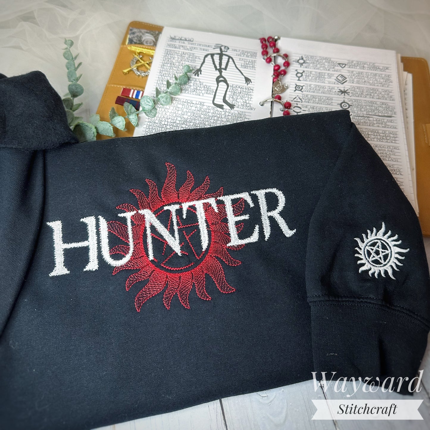 Supernatural Hunter Inspired Embroidered Sweatshirt