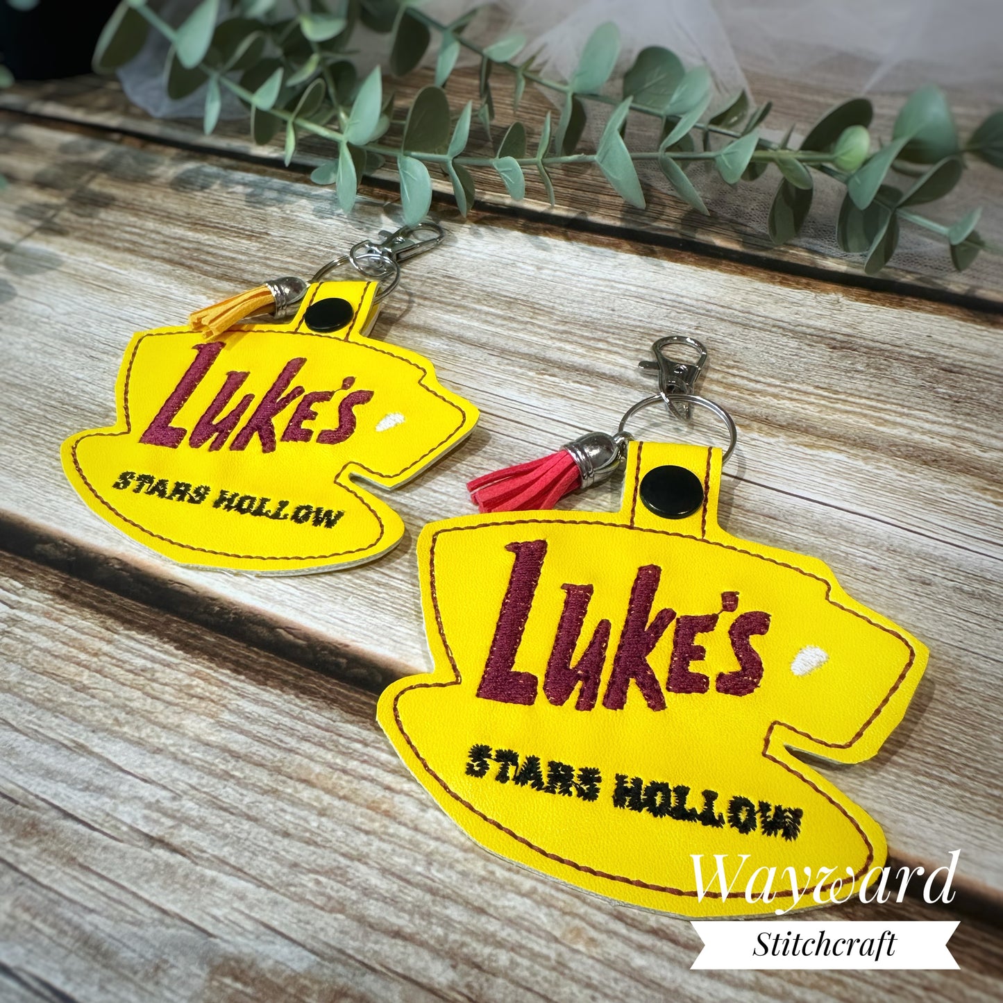 Lukes Coffee Embroidered Leatherette Keyring