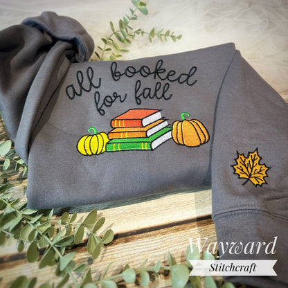 All Booked For Fall Embroidered Sweatshirt