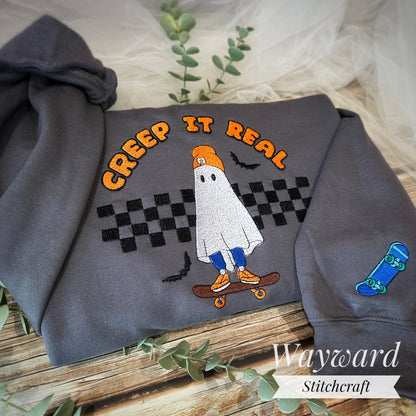Creep It Real Ghost Embroidered Sweatshirt