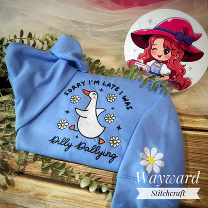 Dilly Dallying Goose Embroidered Sweatshirt