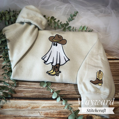 Spooky Western Ghost Embroidered Sweatshirt