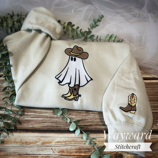 Spooky Western Ghost Embroidered Sweatshirt