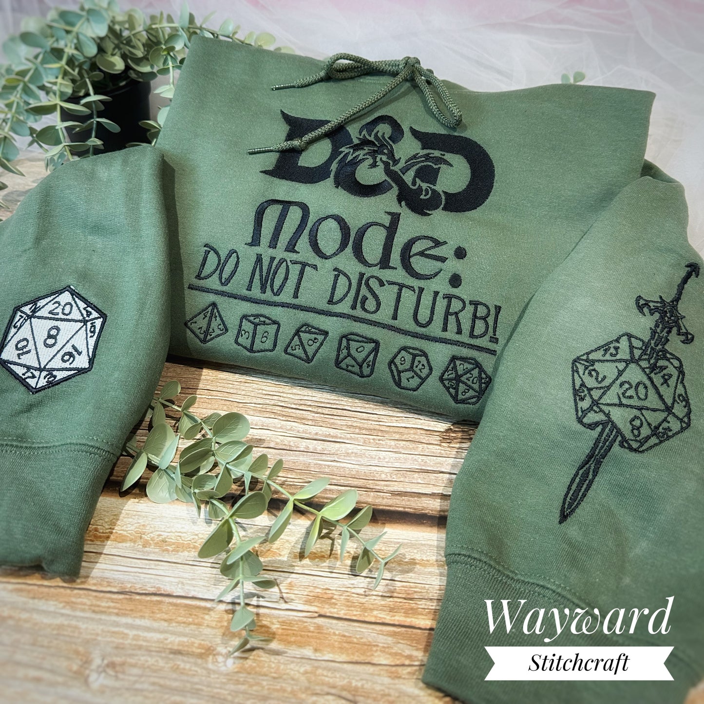D&D Gamer Inspired Embroidered Hoodie