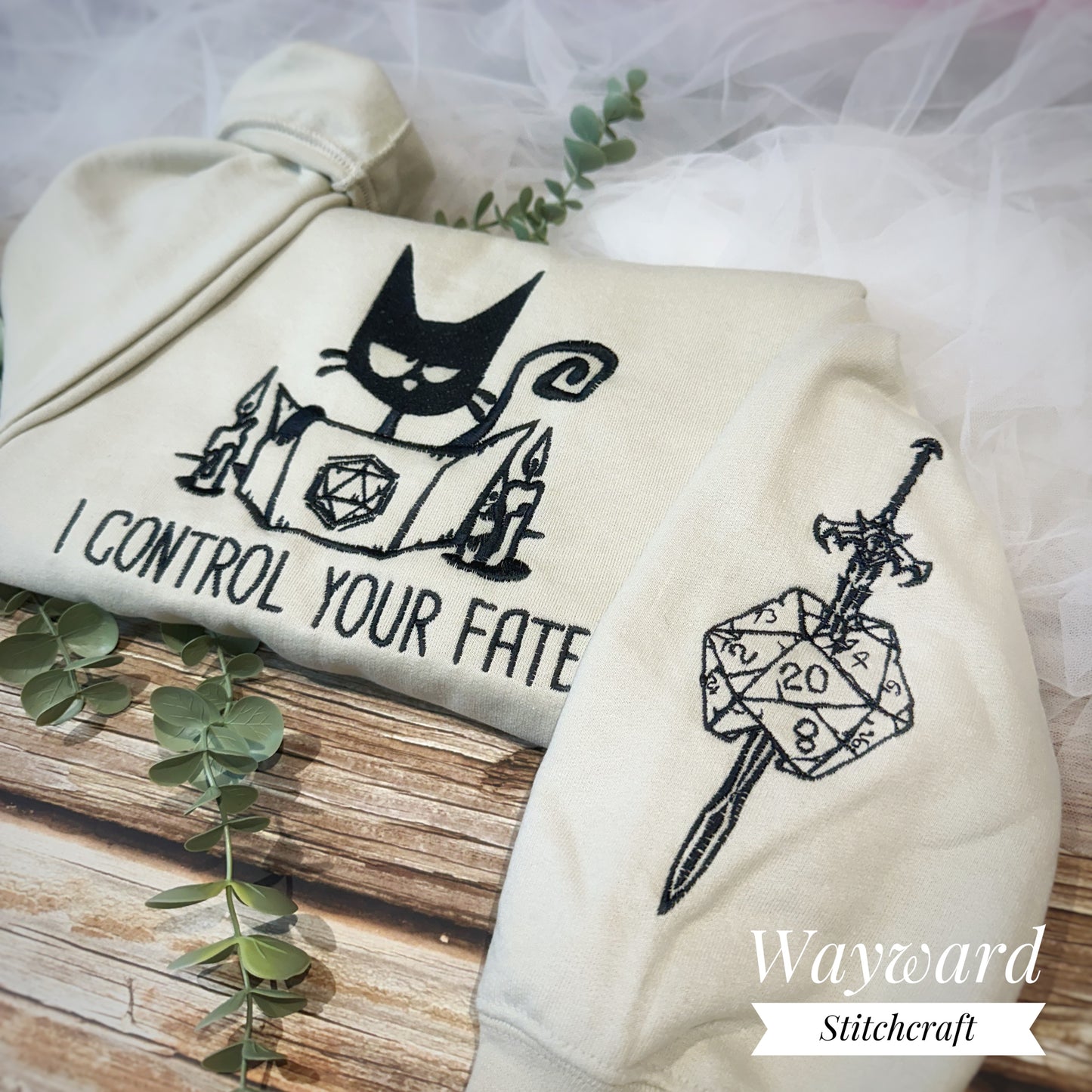 Control Your Fate Gamer Kitty Embroidered Sweatshirt