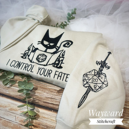 Control Your Fate Gamer Kitty Embroidered Sweatshirt