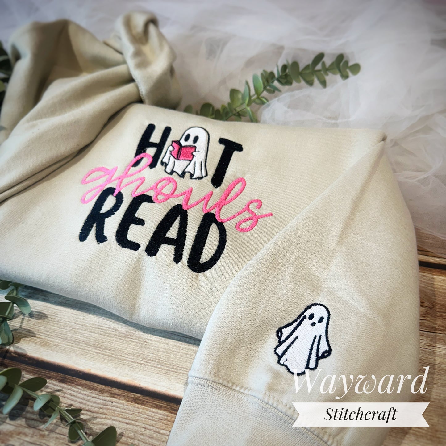Hot Ghouls Read Embroidered Sweatshirt