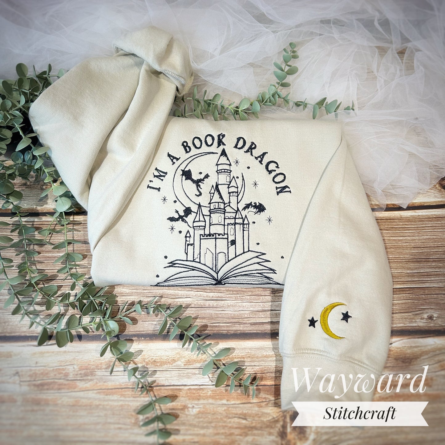 I'm A Book Dragon Embroidered Sweatshirt
