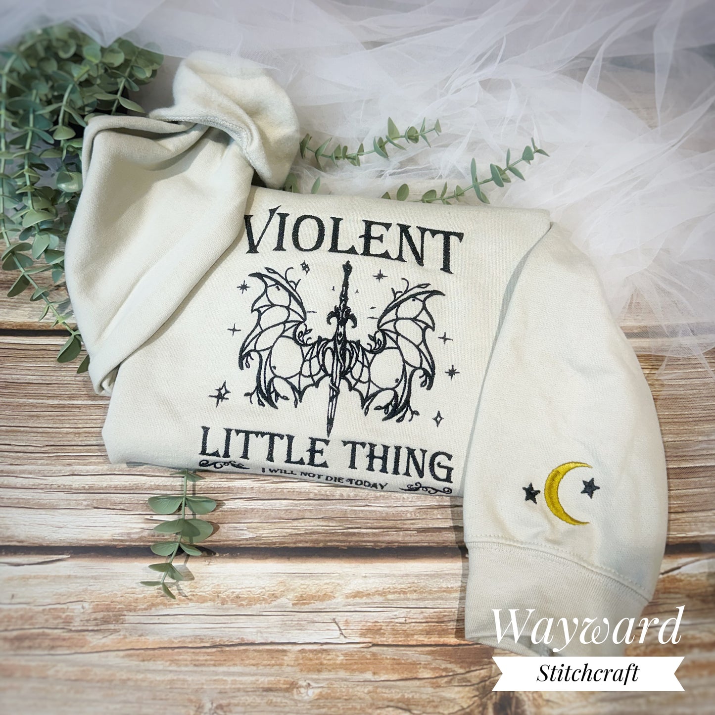 Violent Little Thing Romantasy Embroidered Sweatshirt