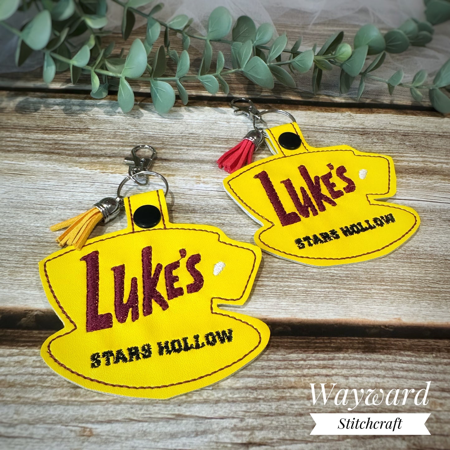Lukes Coffee Embroidered Leatherette Keyring
