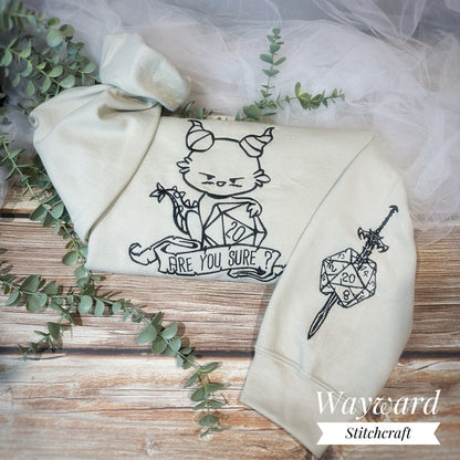 Are You Sure, Gamer Dragon Embroidered Sweatshirt