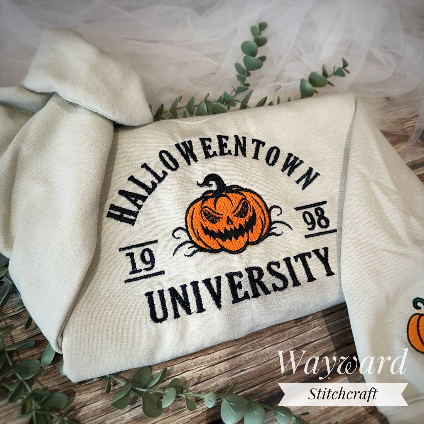 Halloween Town University Pumpkin Embroidered Sweatshirt