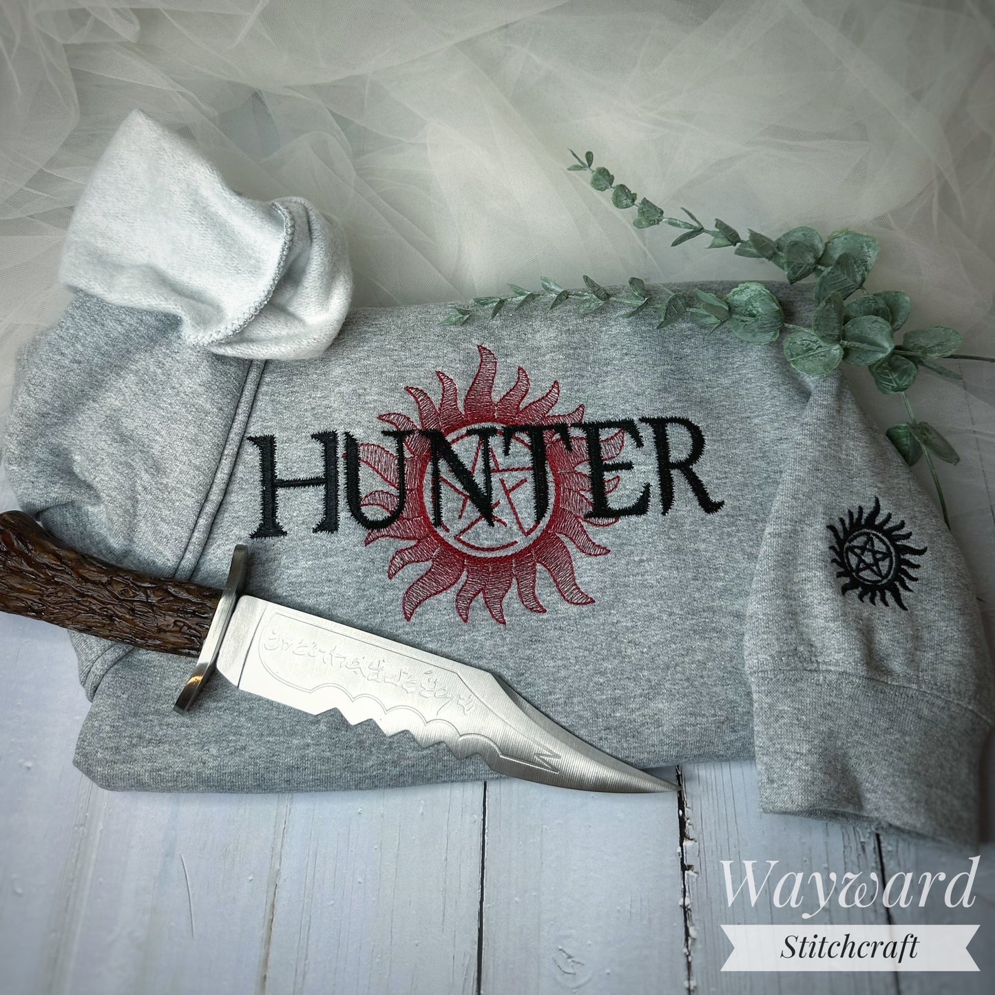 Supernatural Hunter Inspired Embroidered Sweatshirt