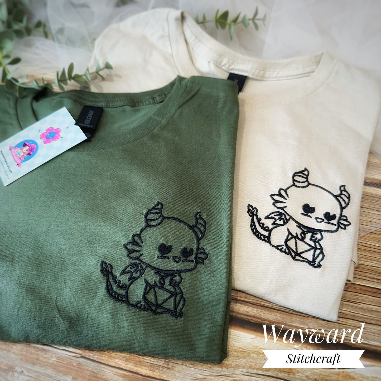 Dragon With Dice Embroidered T-Shirt