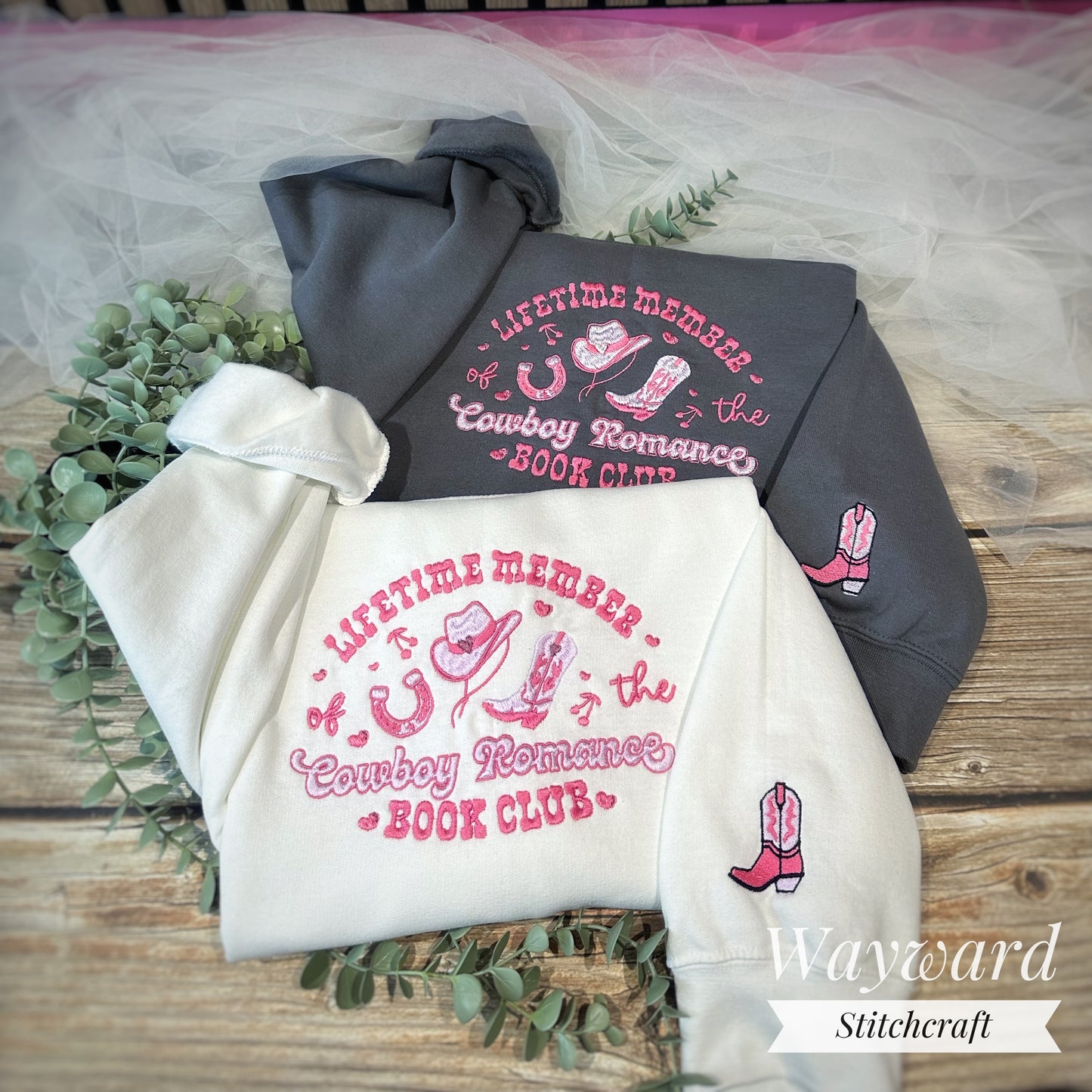 Cowboy Romance Book Club Embroidered Sweatshirt