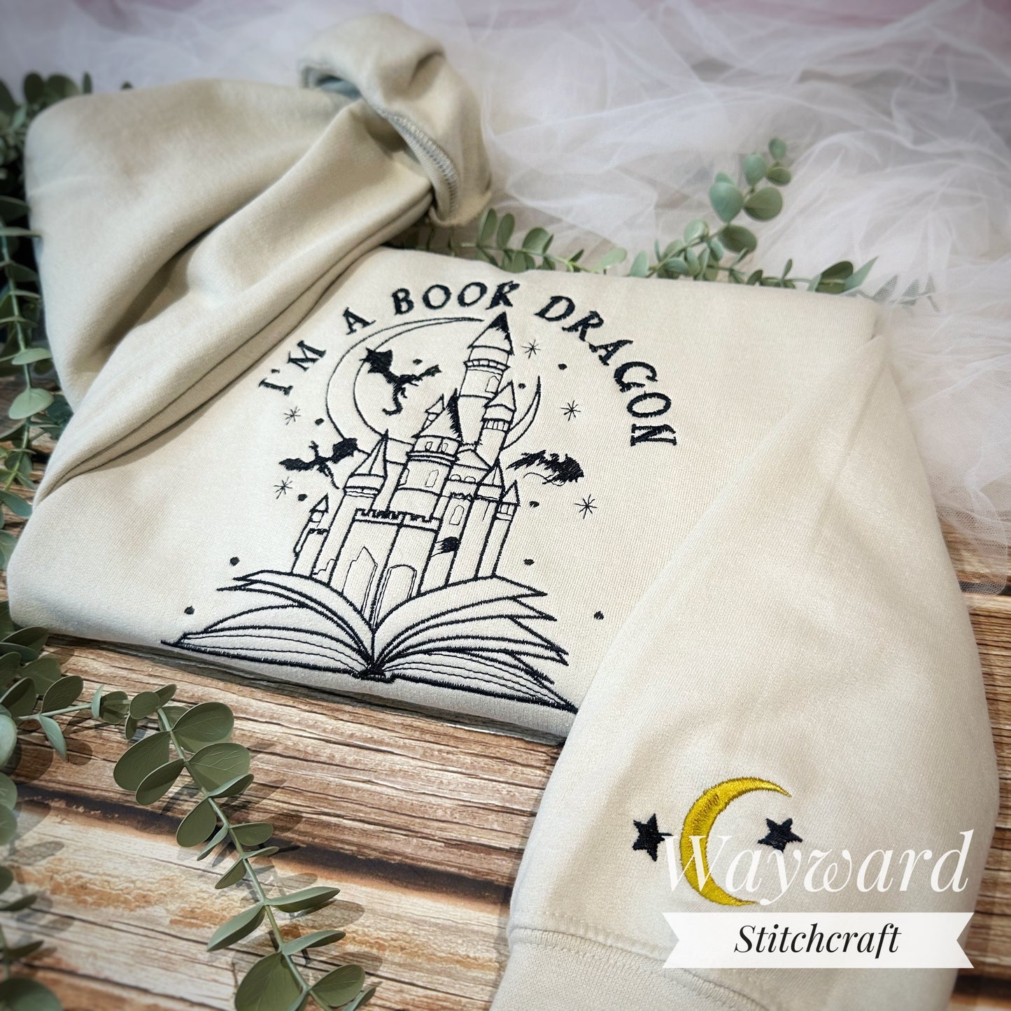 I'm A Book Dragon Embroidered Sweatshirt