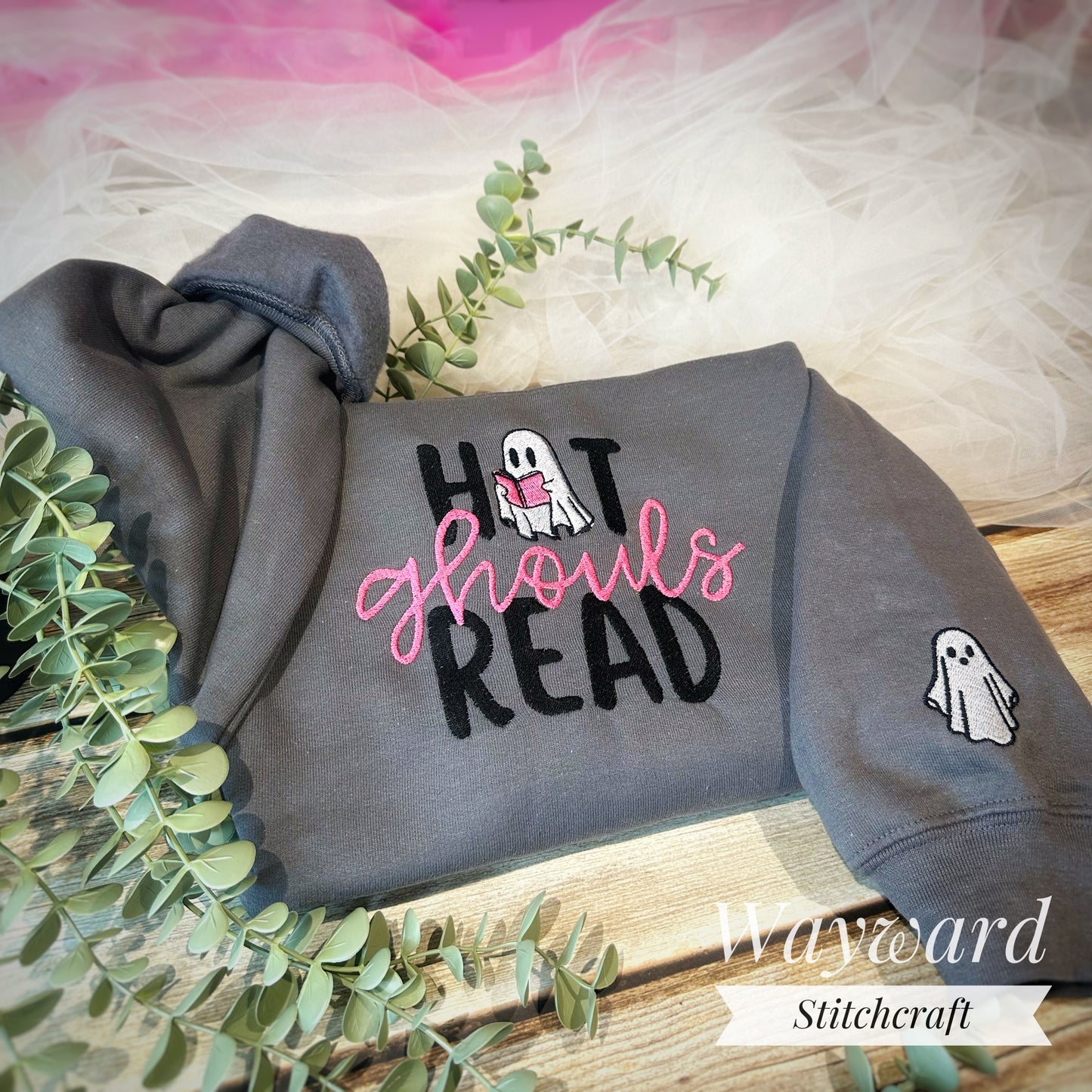 Hot Ghouls Read Embroidered Sweatshirt