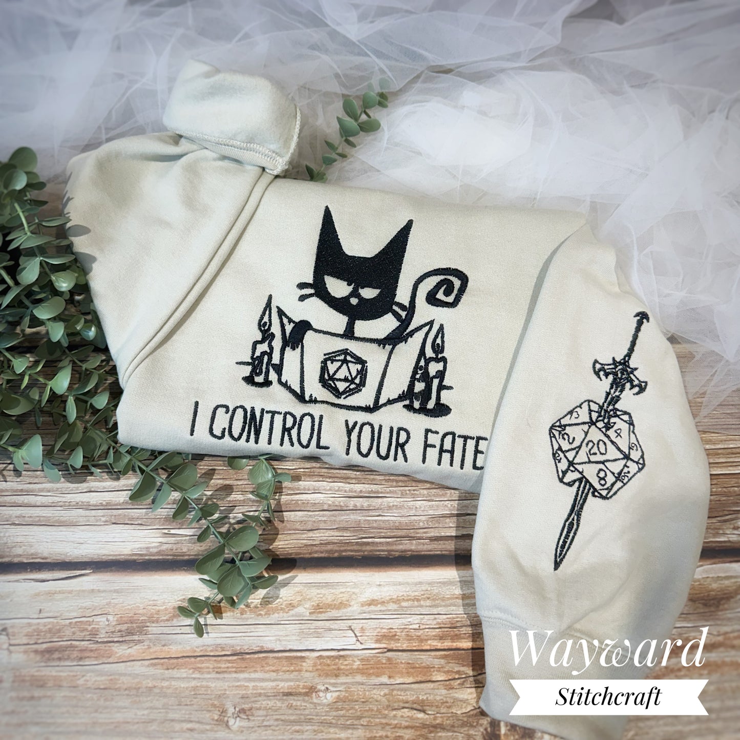 Control Your Fate Gamer Kitty Embroidered Sweatshirt
