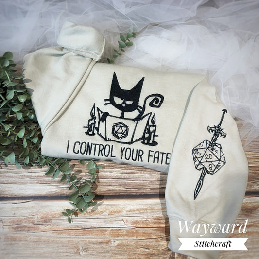 Control Your Fate Gamer Kitty Embroidered Sweatshirt