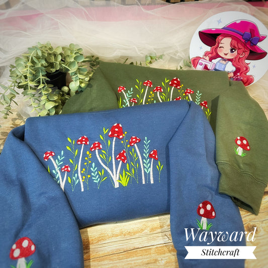 Cottagecore Mushroom Embroidered Sweatshirt