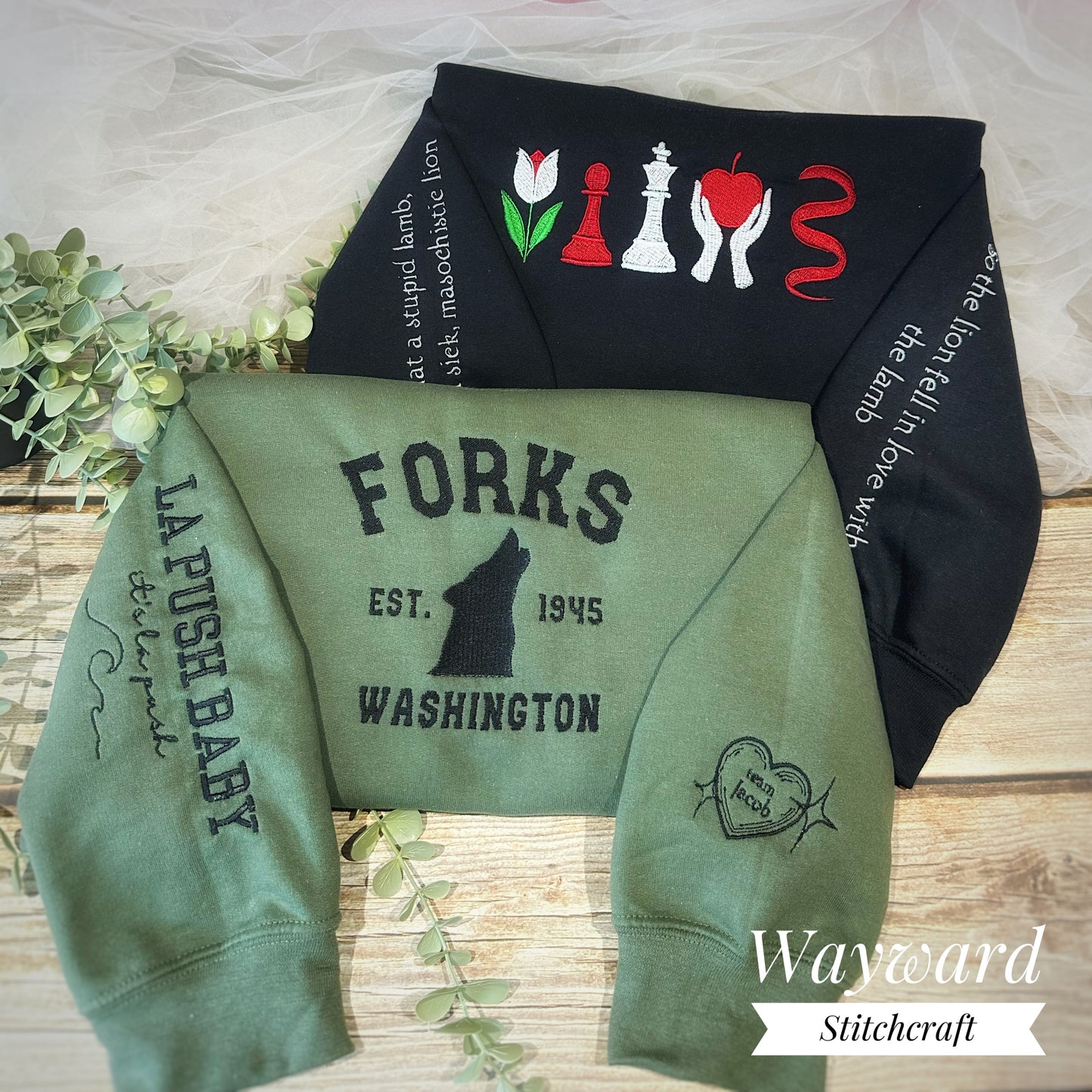 Forks Washington Wolf Embroidered Sweatshirt