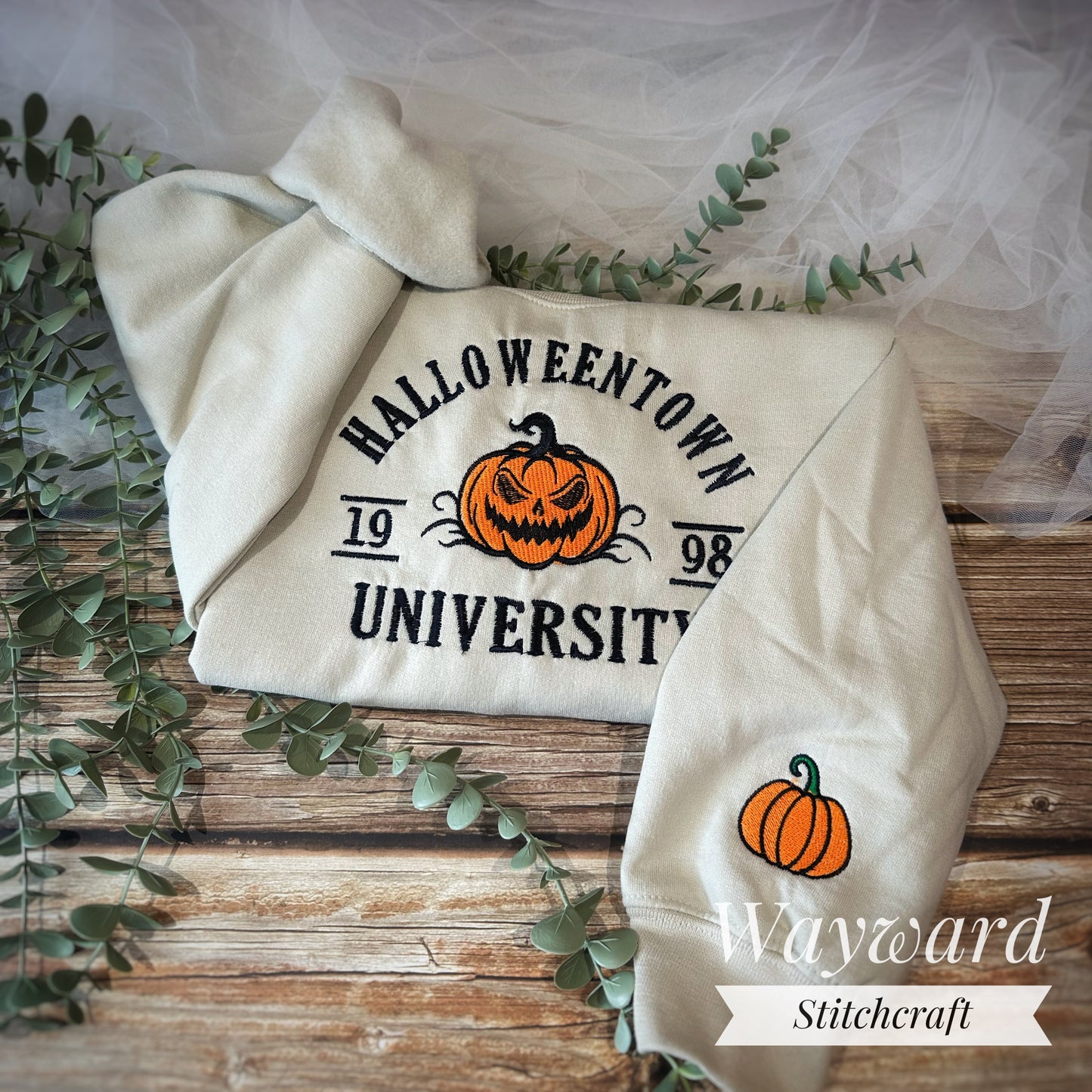 Halloween Town University Pumpkin Embroidered Sweatshirt