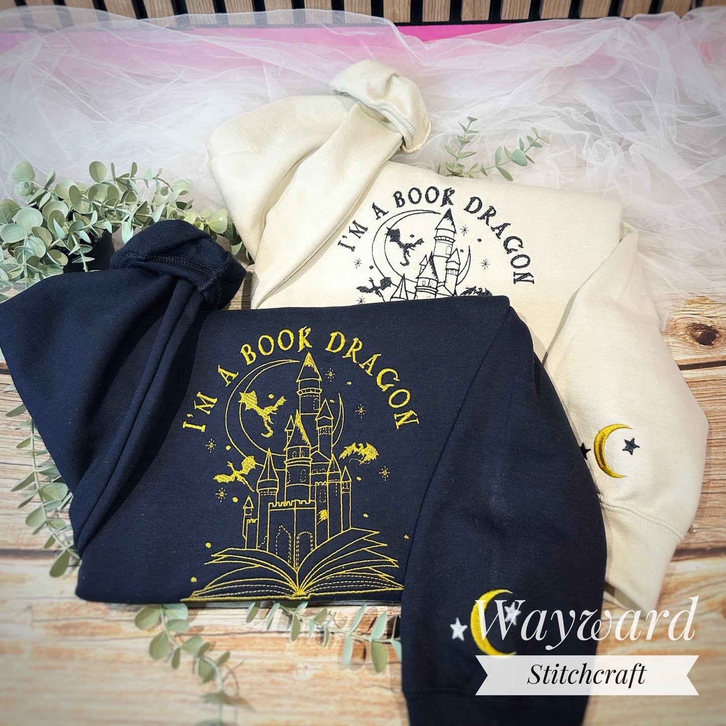 I'm A Book Dragon Embroidered Sweatshirt