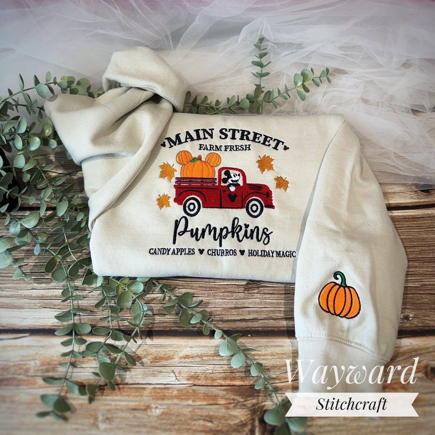 Main Street Pumpkins Embroidered Sweatshirt