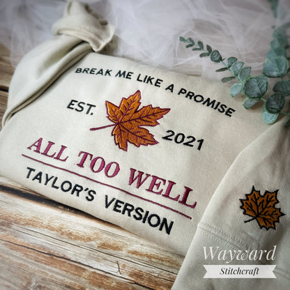 All Too Well Lyrics Embroidered Sweatshirt
