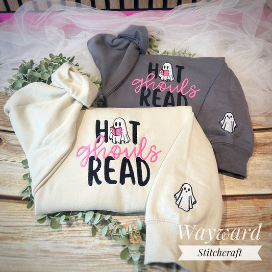 Hot Ghouls Read Embroidered Sweatshirt