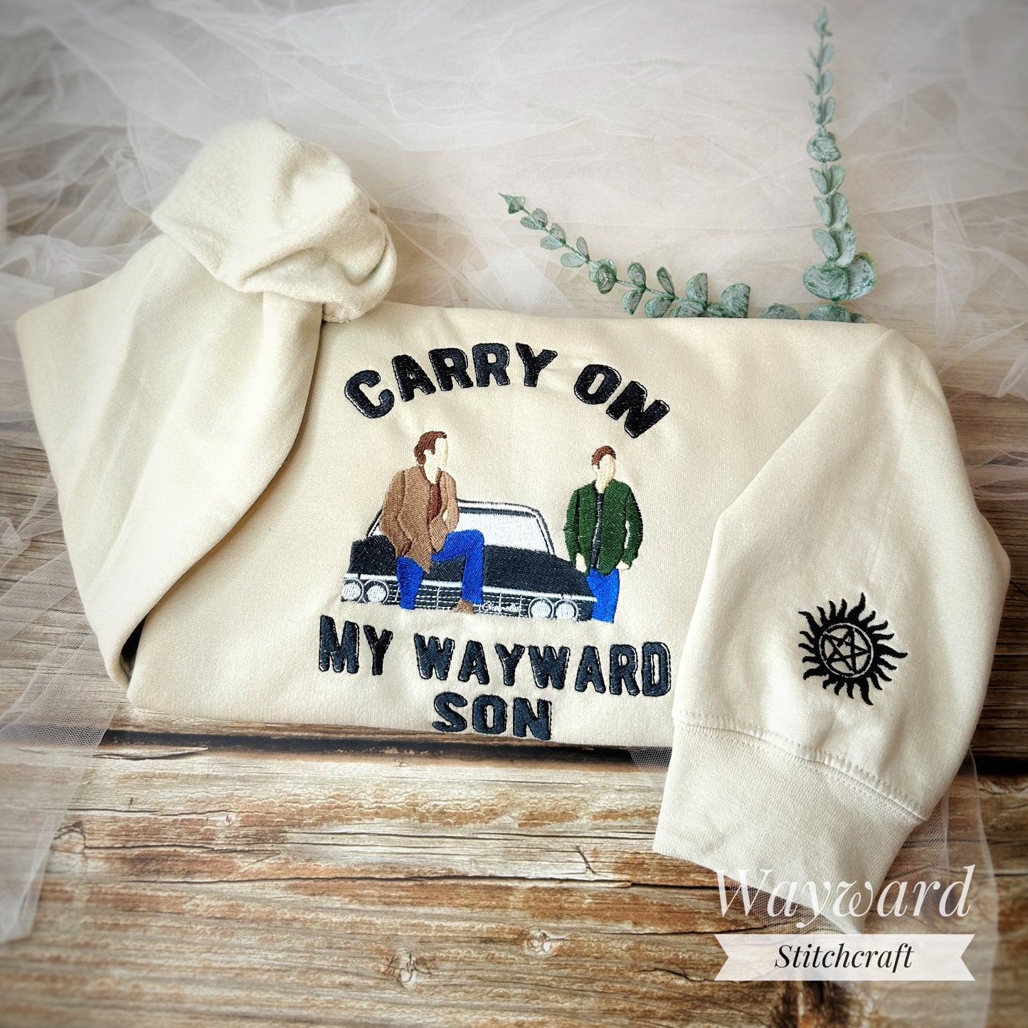 Supernatural Brothers Inspired Embroidered Sweatshirt