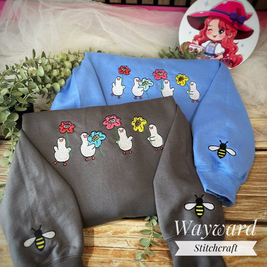 Cottagecore Ducks Embroidered Sweatshirt