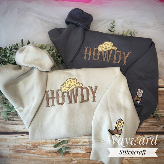 Howdy, Western Embroidered Sweatshirt