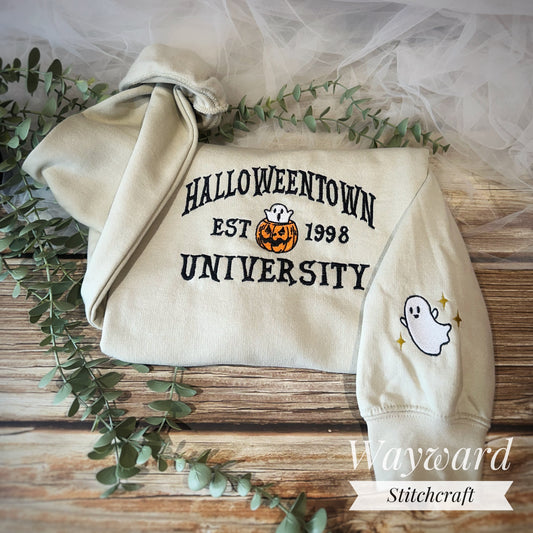 Halloween Town University Ghost Embroidered Sweatshirt