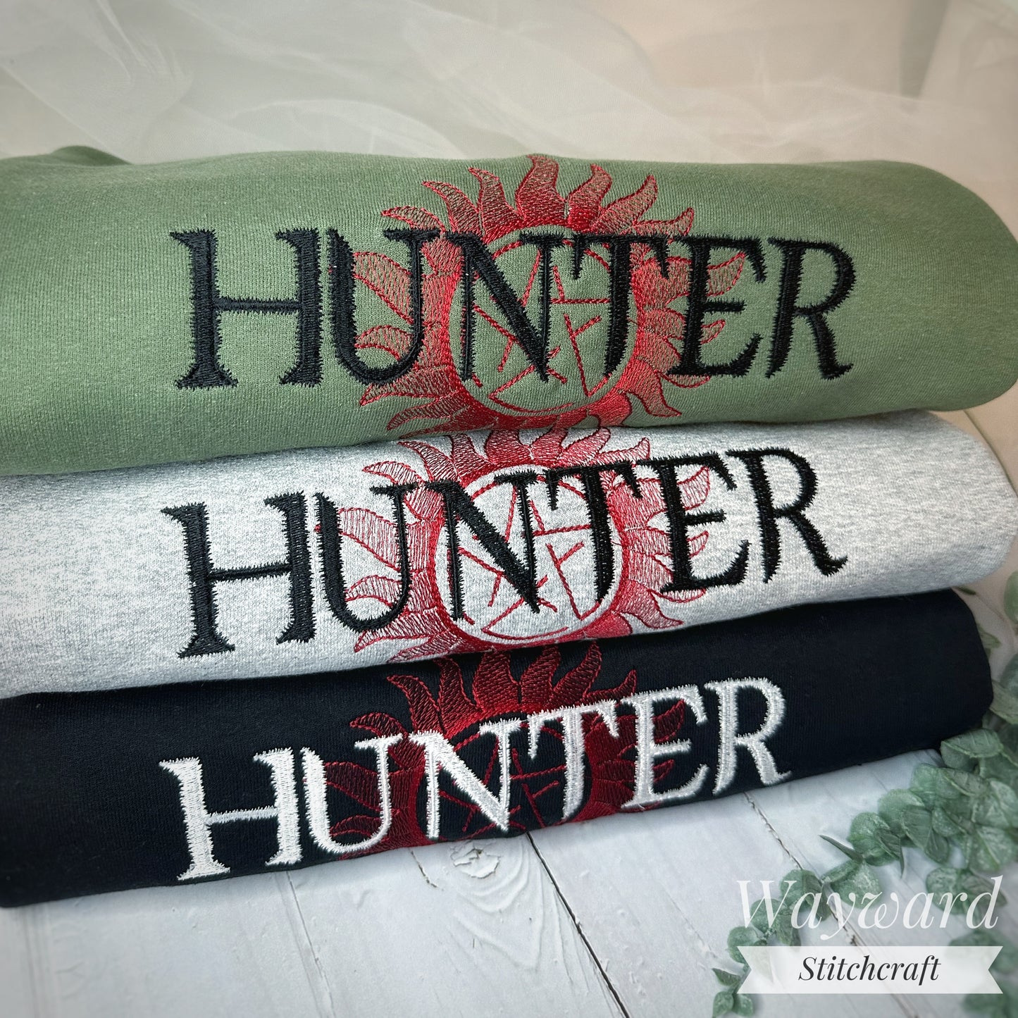 Supernatural Hunter Inspired Embroidered Sweatshirt