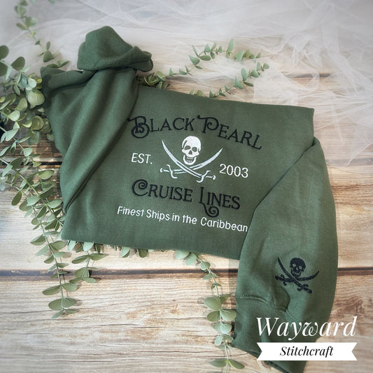 Black Pearl Cruise Inspired Embroidered Sweatshirt