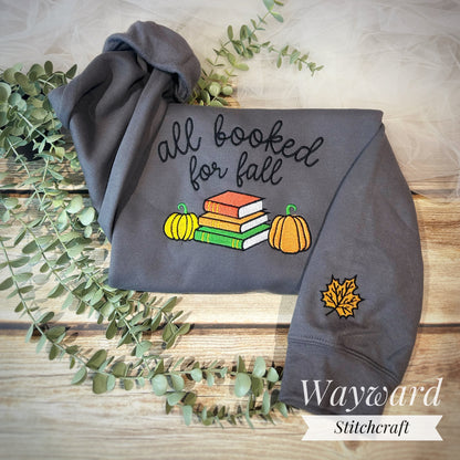 All Booked For Fall Embroidered Sweatshirt